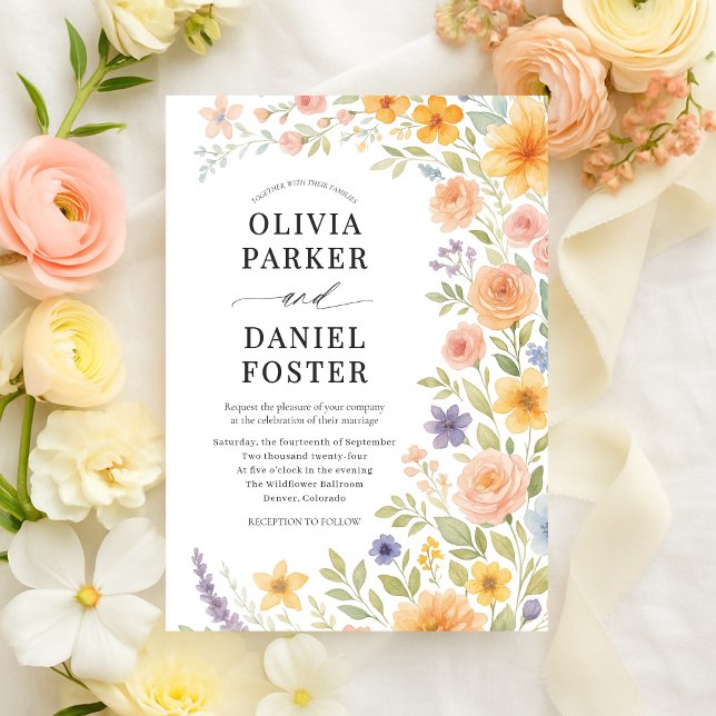 Invitation Mariage de Fleur de Prairie de Printemps (Créateur téléchargé)