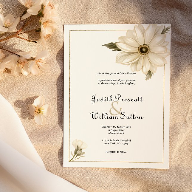 Invitation Mariage de fleur marguerite rustique de style vint (Vintage style rustic daisy flower Wedding)