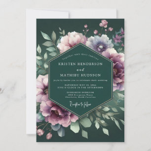 Invitation Mariage de Fleur Mystique Vert Chasseur