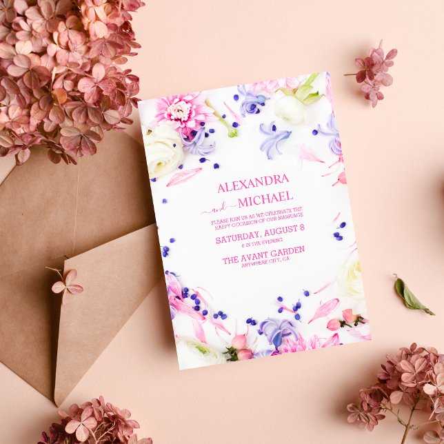 Invitation Mariage de Fleur sauvage d'aquarelle neutre Boho (Créateur téléchargé)