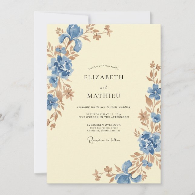 Invitation Mariage de Fleur Sauvage de Bleuet (Devant)