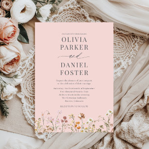 Invitation Mariage de Fleur sauvage de Boho rose rose romanti