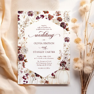 Invitation Mariage de Fleur Sauvage de Citrouille Rustique d'