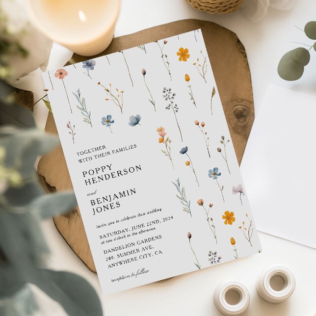 Invitation Mariage de Fleur Sauvage Florale Délicate (Créateur téléchargé)