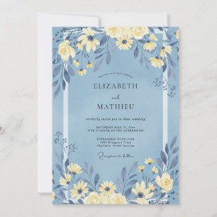 Invitation Mariage de Fleur Sauvage Jaune Bleuet