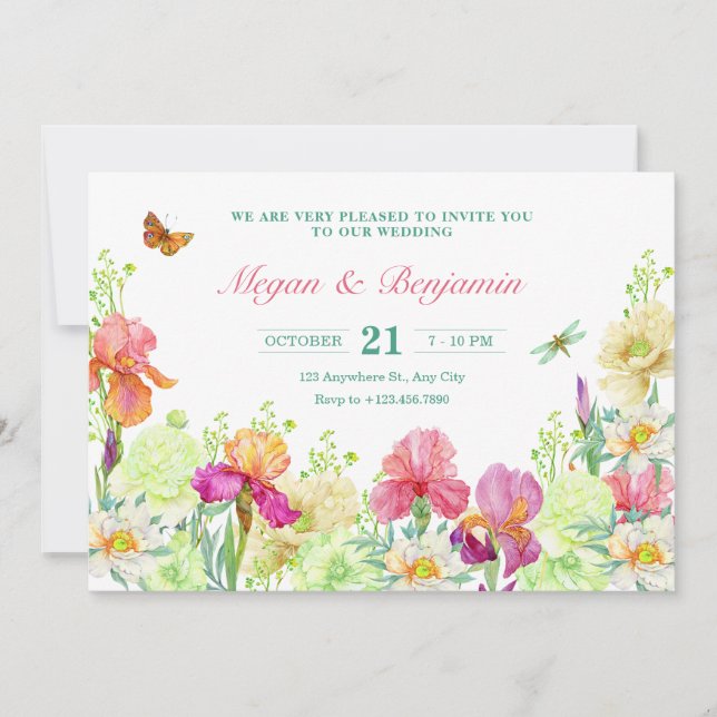 Invitation Mariage de fleurs (Devant)