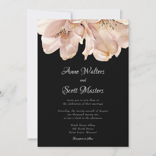 Invitation Mariage de fleurs aquarelle (Devant)