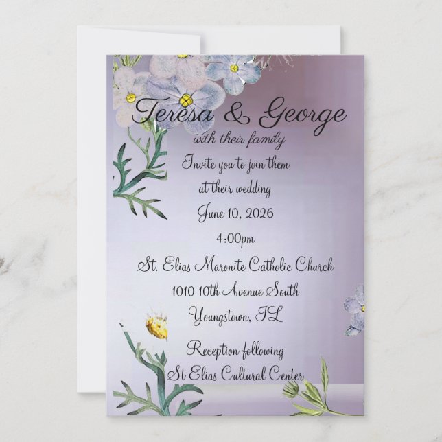 Invitation Mariage de fleurs blanches (Devant)