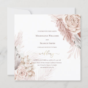 Invitation mariage de fleurs boho