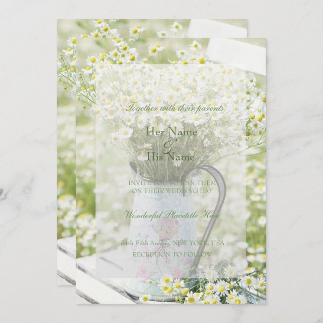Invitation Mariage de fleurs Chamomile (Devant / Derrière)