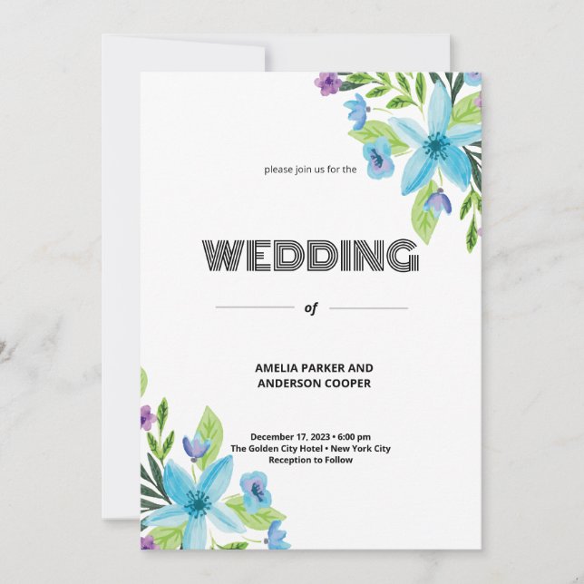 Invitation Mariage de fleurs d'amour pur (Devant)