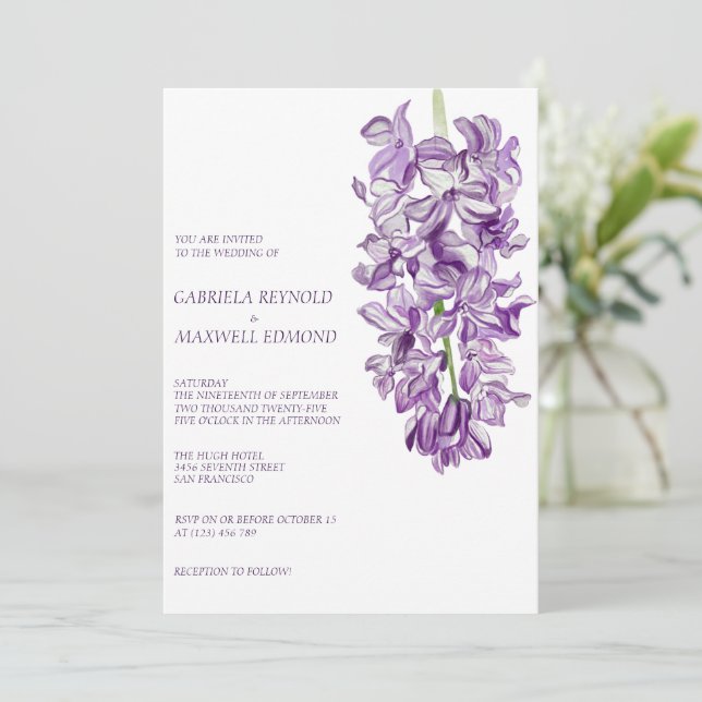 Invitation Mariage de fleurs d'aquarelle claire (Debout devant)