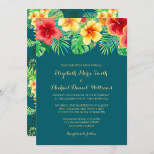 Invitation Mariage de fleurs d'aquarelle tropicale