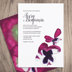 Invitation Mariage de fleurs d'automne Magenta