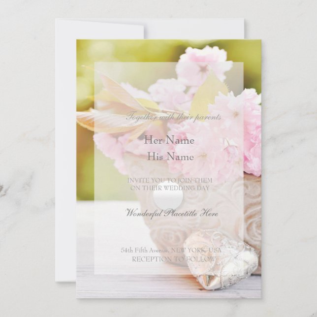 Invitation Mariage de fleurs de cerisier-rose (Devant)