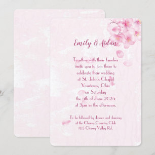 Invitation mariage de fleurs de cerisier rose