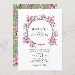 Invitation Mariage de fleurs de cerisier rose