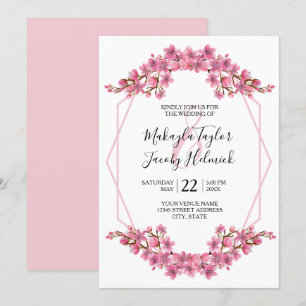 Invitation Mariage de fleurs de cerisiers roses