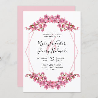 Invitation Mariage de fleurs de cerisiers roses
