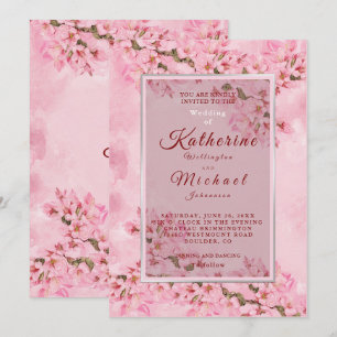 Invitation Mariage de fleurs de cerisiers roses