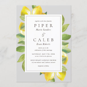 Invitation Mariage de fleurs de citron gris