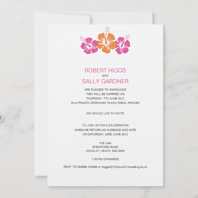Invitation Mariage de fleurs de l'Hibiscus (Devant)