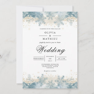 Invitation Mariage de fleurs de neige en hiver