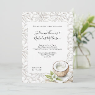 Invitation Mariage de fleurs de noix de coco d'Aloha tropical