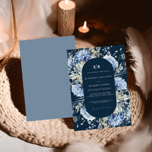 Invitation Mariage de fleurs de printemps bleu Dusty