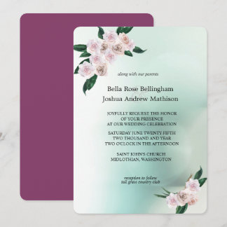 Invitation Mariage de fleurs de rose douce