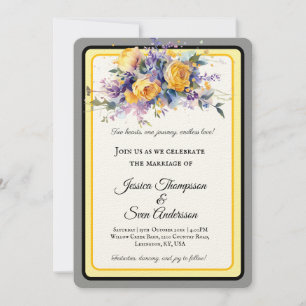 Invitation Mariage de fleurs de rose jaune romantique moderne