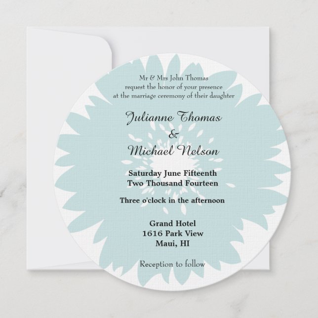 Invitation Mariage de fleurs de simplicité bleue (Devant)