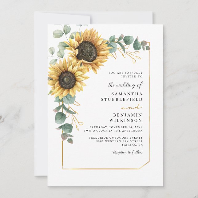 Invitation Mariage de fleurs de tournesol (Devant)