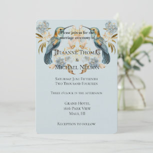 Invitation Mariage de fleurs d'hydrangée bleu fumé