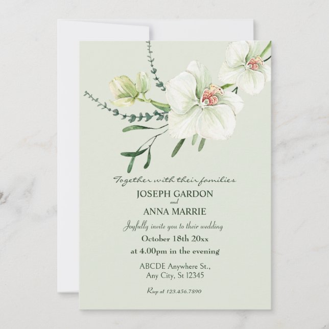 Invitation Mariage de fleurs d'orchidées blanches (Devant)