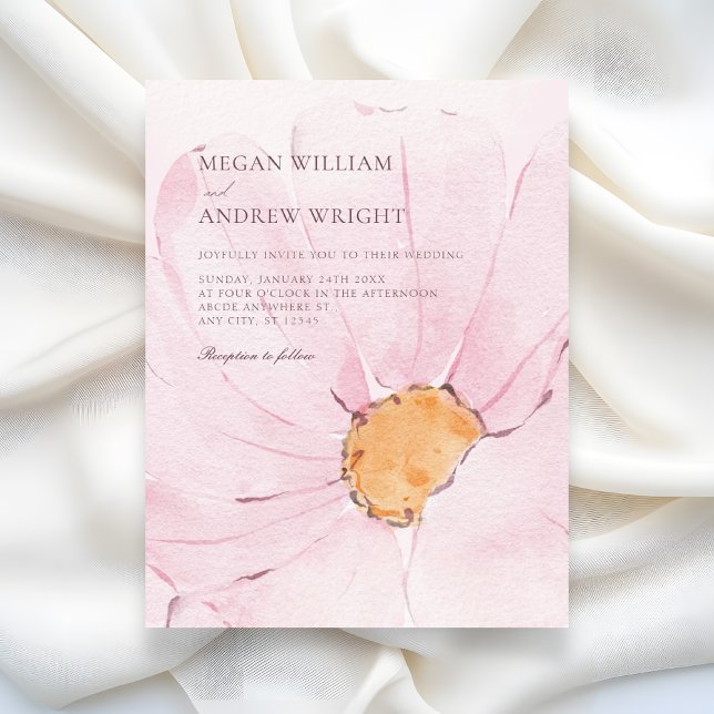 Invitation Mariage de fleurs écloses esthétique rose (Créateur téléchargé)