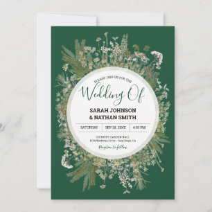 Invitation Mariage de fleurs en pansements vert de la forêt d