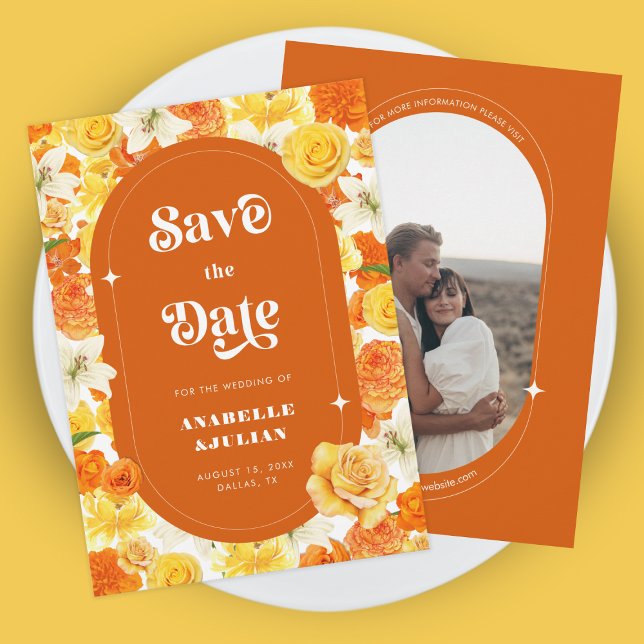 Invitation Mariage de fleurs florales Super rétro (Créateur téléchargé)