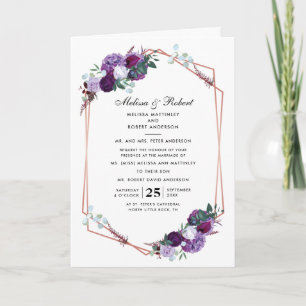 Invitation Mariage de fleurs géométriques violettes