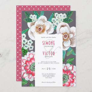 Invitation Mariage de fleurs peintes modernes