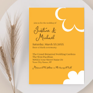 Invitation Mariage de fleurs rétro orange et blanche