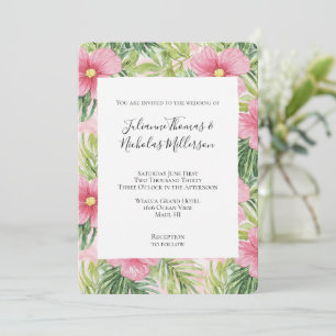 Invitation Mariage de fleurs rose tropicale