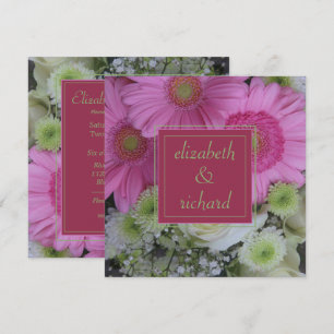 Invitation Mariage de fleurs roses et de rose blanche