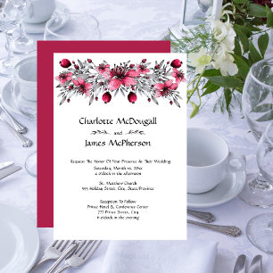 Invitation Mariage de fleurs rouges aquarelles