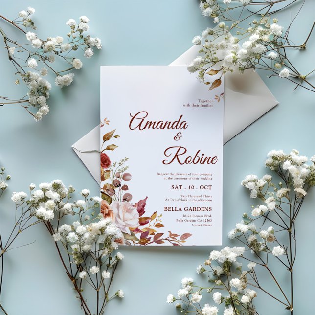 Invitation Mariage de fleurs rustique (Créateur téléchargé)
