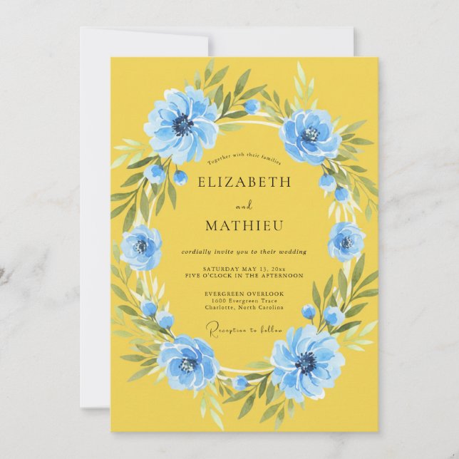 Invitation Mariage de fleurs sauvages Artisan Yellow Cornflow (Devant)