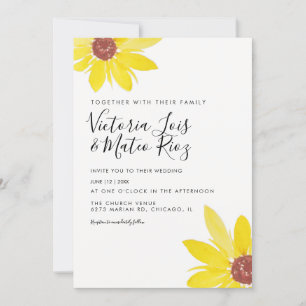 Invitation Mariage de fleurs sauvages de tournesol d'aquarell
