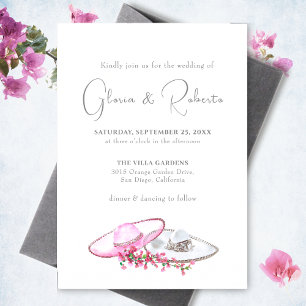 Invitation Mariage de fleurs sombrero rose doux