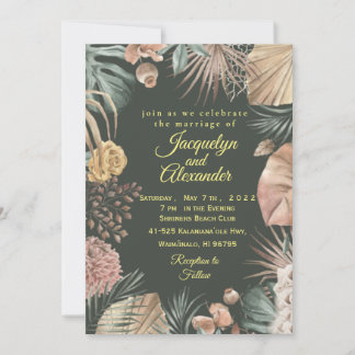 Invitation Mariage de fleurs tropicales foncées personnalisée