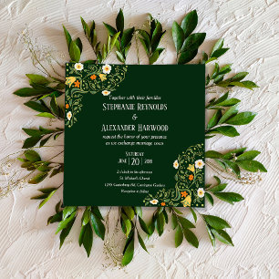 Invitation Mariage de fleurs vertes